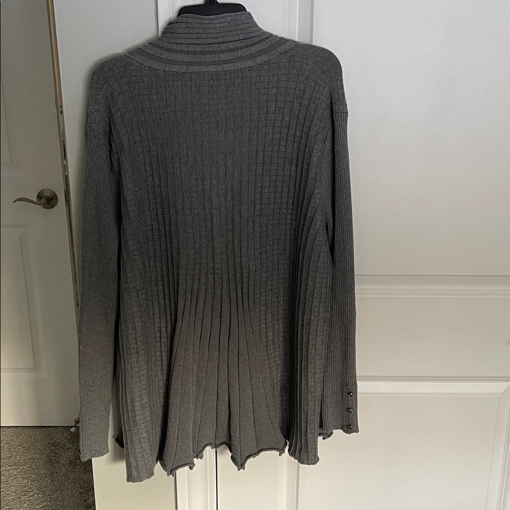 Lane Bryant Gray Ribbed Open Front Sweater - Picture 3 of 12